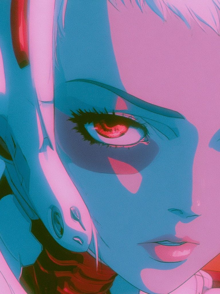 Neon Anime Portrait Poster. poster detail
