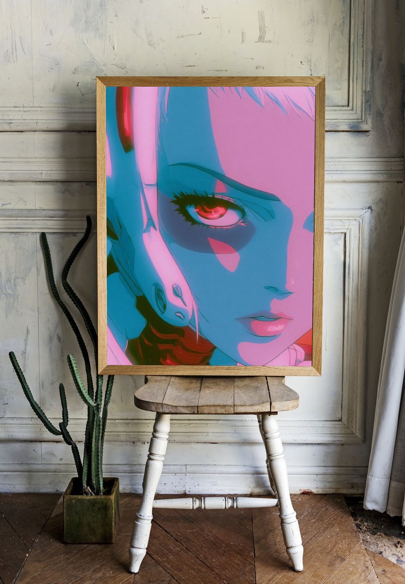 Neon Anime Portrait Poster. — room view 1
