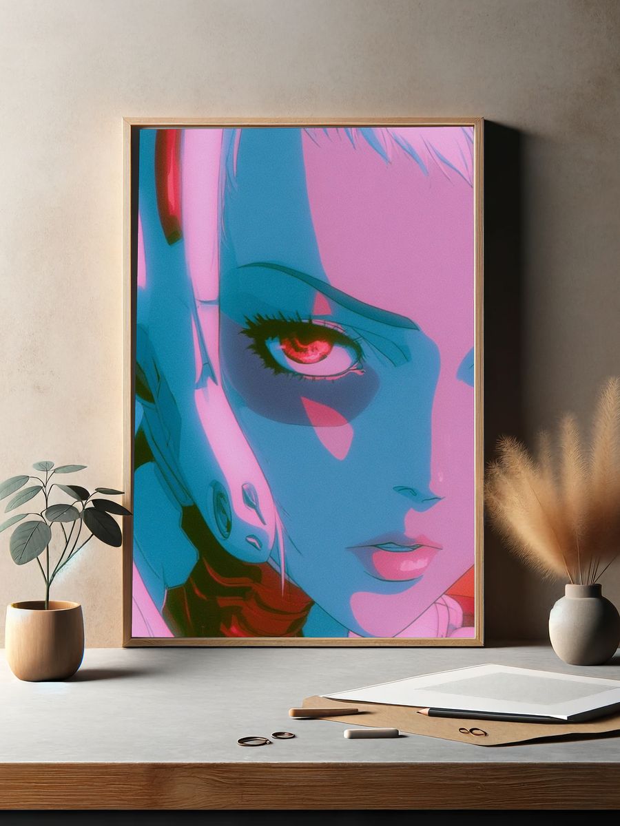 Neon Anime Portrait Poster. — room view 2