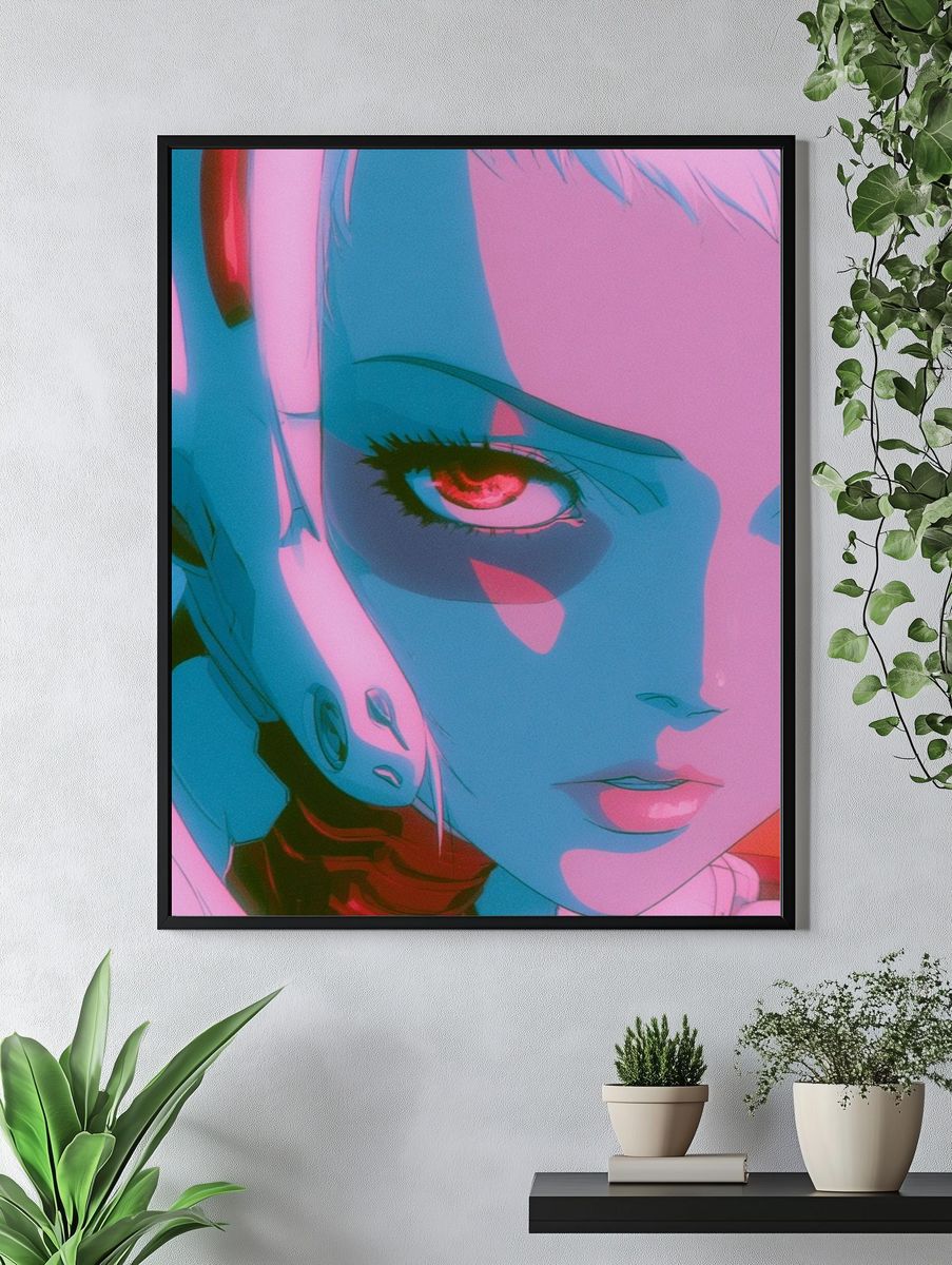 Neon Anime Portrait Poster. — room view 4