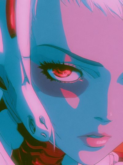 Neon Anime Portrait Poster. poster