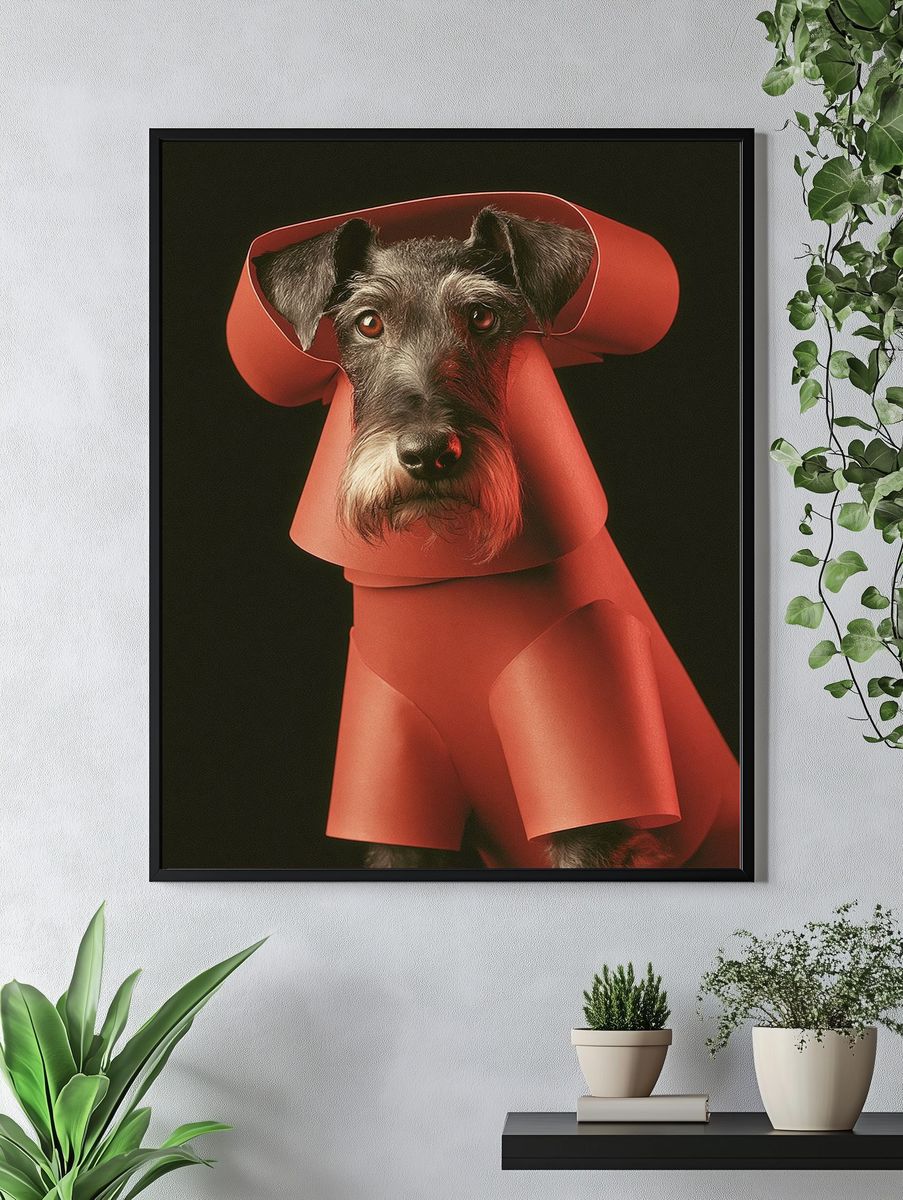 Schnauzer in Red Coat Poster. — room view 4