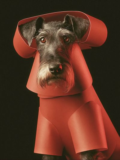 Schnauzer in Red Coat Poster.