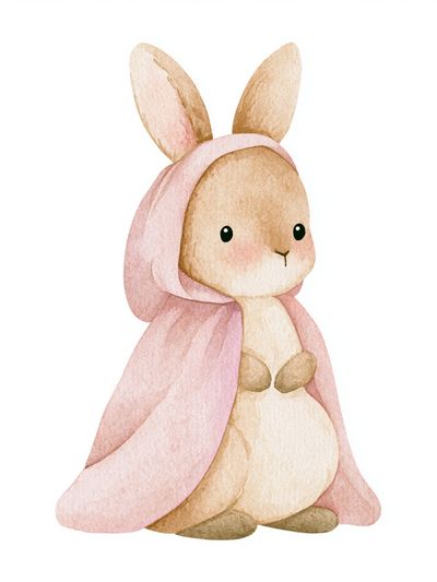 Pink Bunny Watercolor Poster.