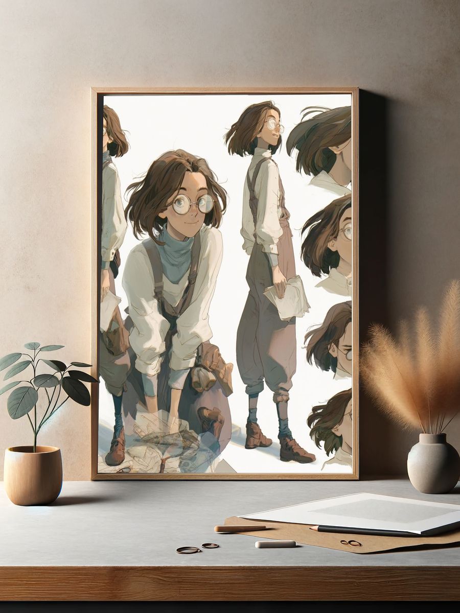 Anime Girl Character Sheet Poster. — room view 2
