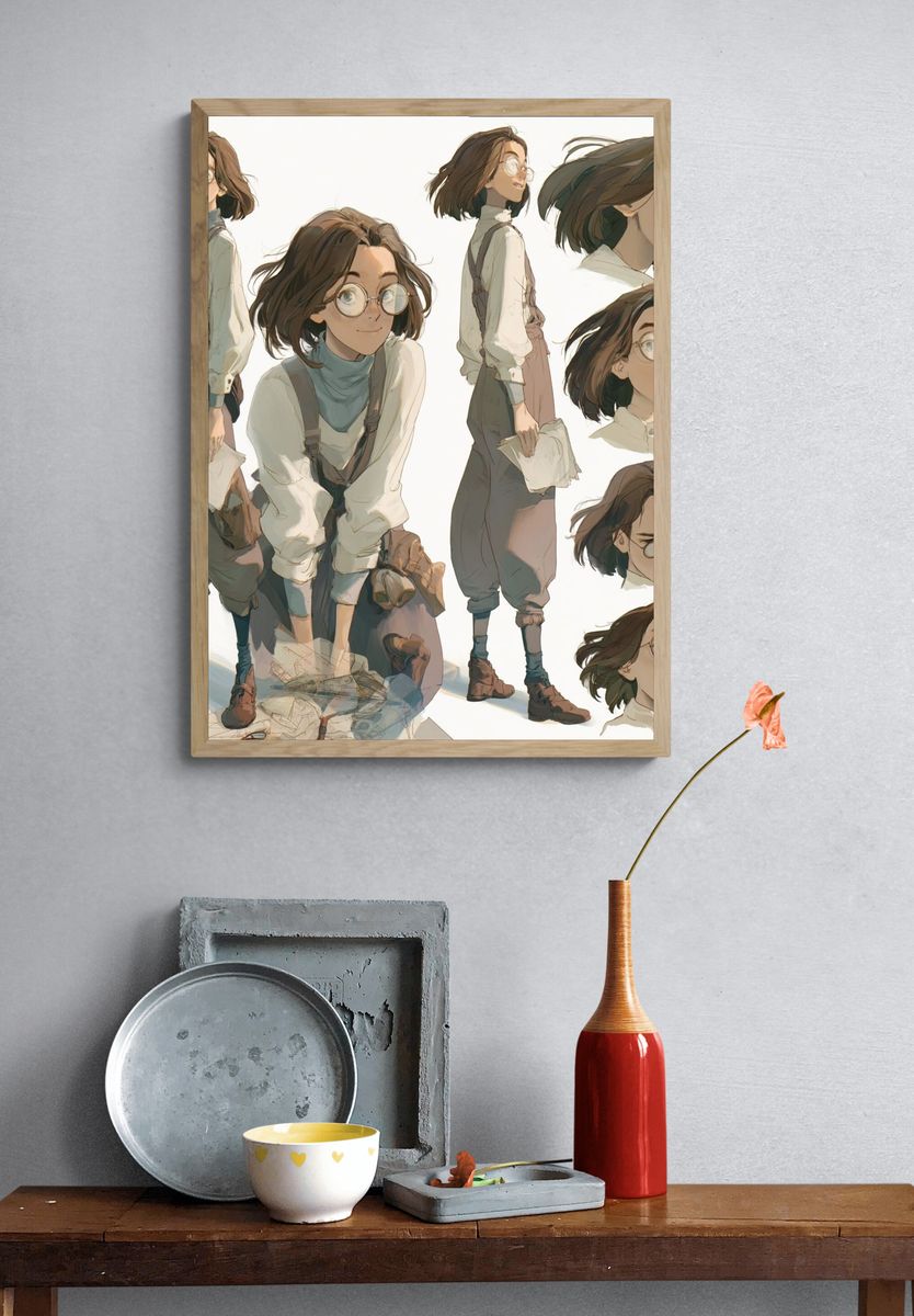 Anime Girl Character Sheet Poster. — room view 3