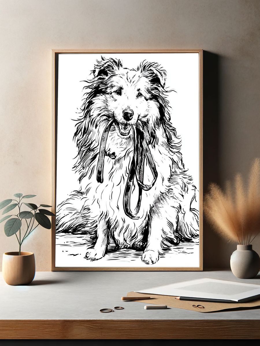 Sheltie Line Art Poster. — room view 2