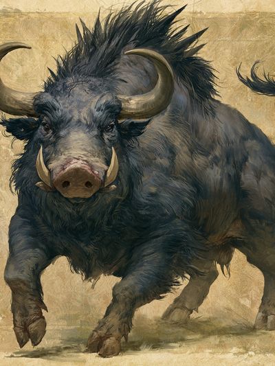 Charging Warthog Illustration Poster.