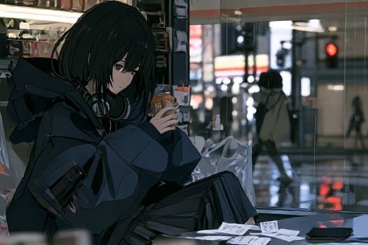 Lonely Train Station Anime Poster. poster — anime art