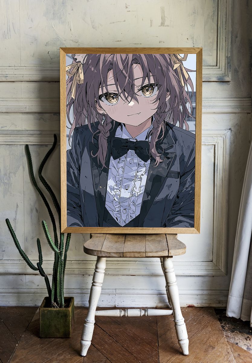 Cat-Eared Anime Portrait Poster. room preview