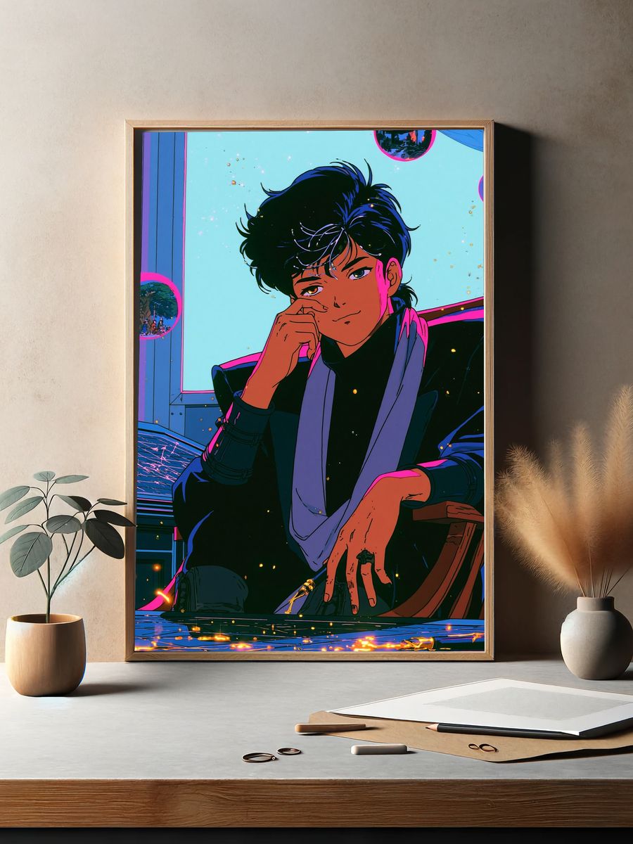 Anime Portrait Neon Poster. — room view 2