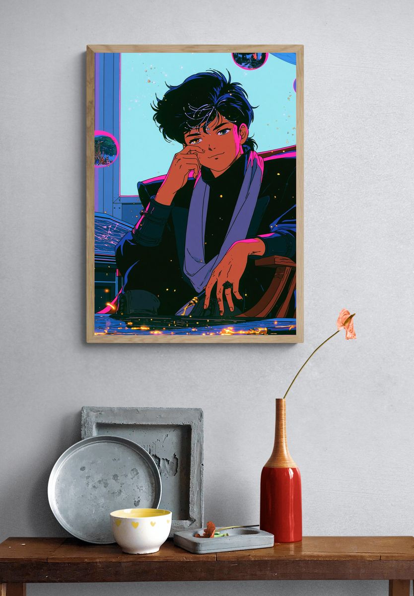 Anime Portrait Neon Poster. — room view 3