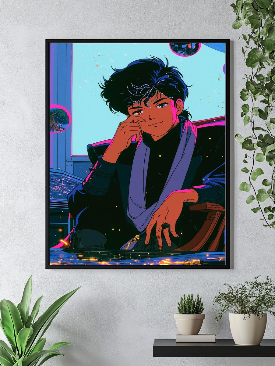 Anime Portrait Neon Poster. — room view 4