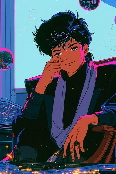 Anime Portrait Neon Poster.