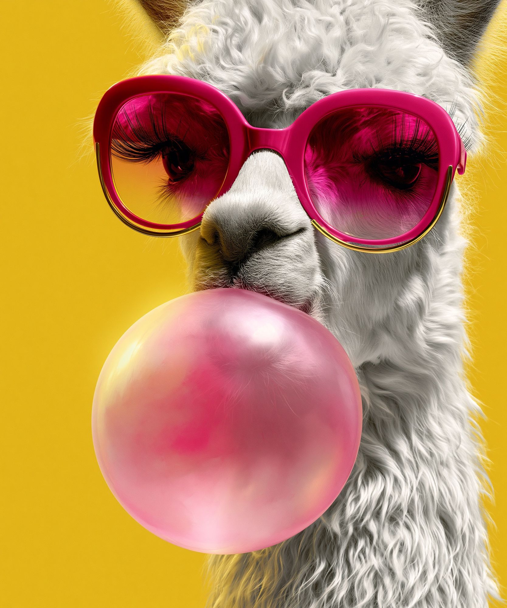 Llama Bubblegum Pop-Art Poster. poster — animals art