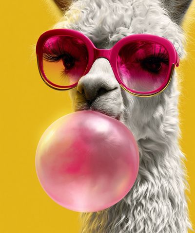 Llama Bubblegum Pop-Art Poster. poster