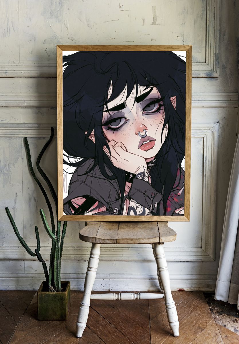 Gothic Punk Portrait Print. room preview