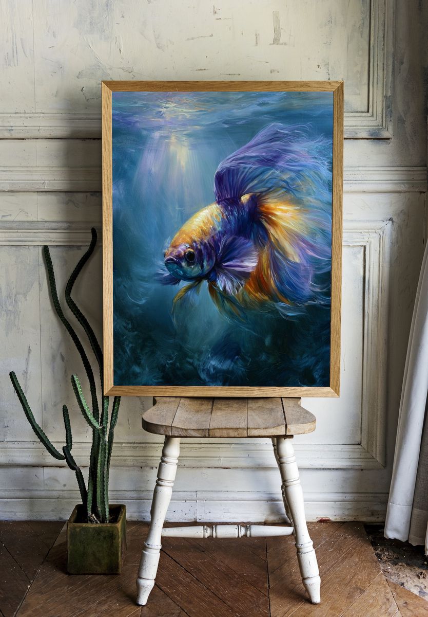 Betta Fish Underwater Illustration Poster. room preview
