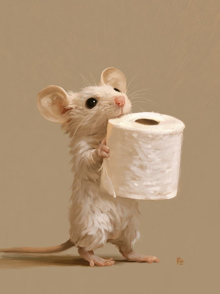 Mouse with Toilet Paper Illustration Poster. poster detail