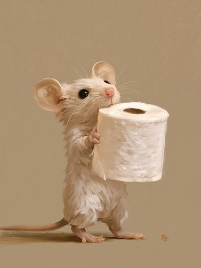 Mouse with Toilet Paper Illustration Poster.