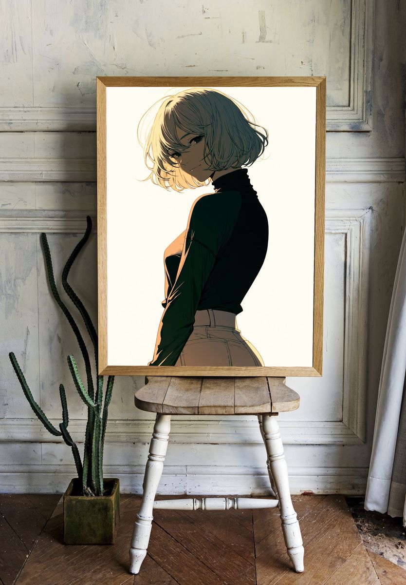 Anime Portrait — Digital Art Print. — room view 1