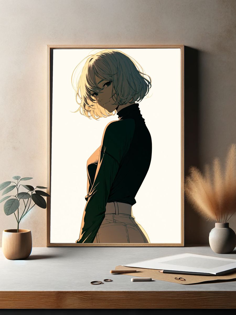 Anime Portrait — Digital Art Print. — room view 2