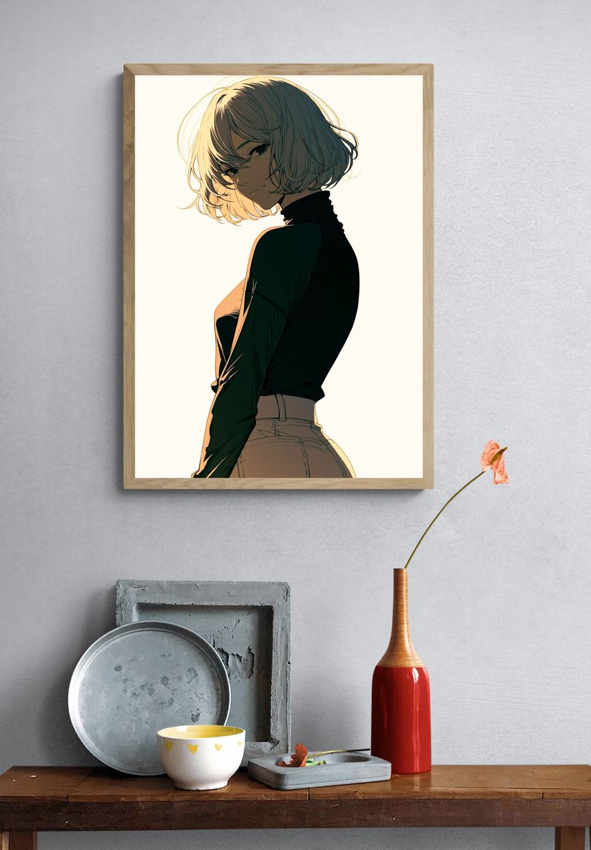Anime Portrait — Digital Art Print. — room view 3