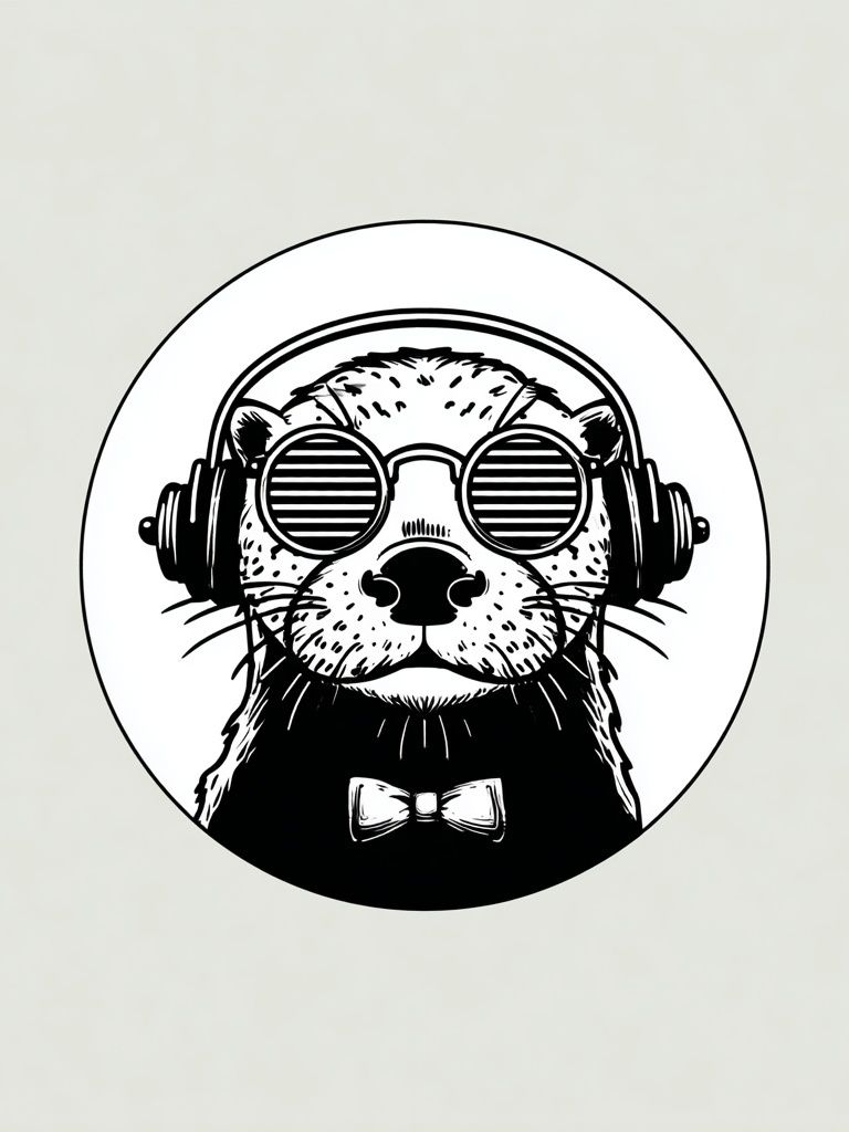 Otter DJ Portrait Print. poster detail
