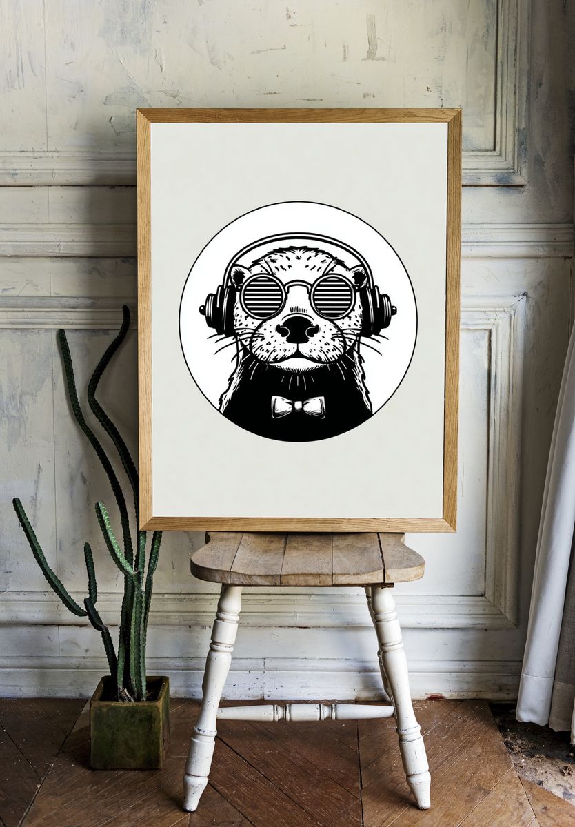 Otter DJ Portrait Print. — room view 1