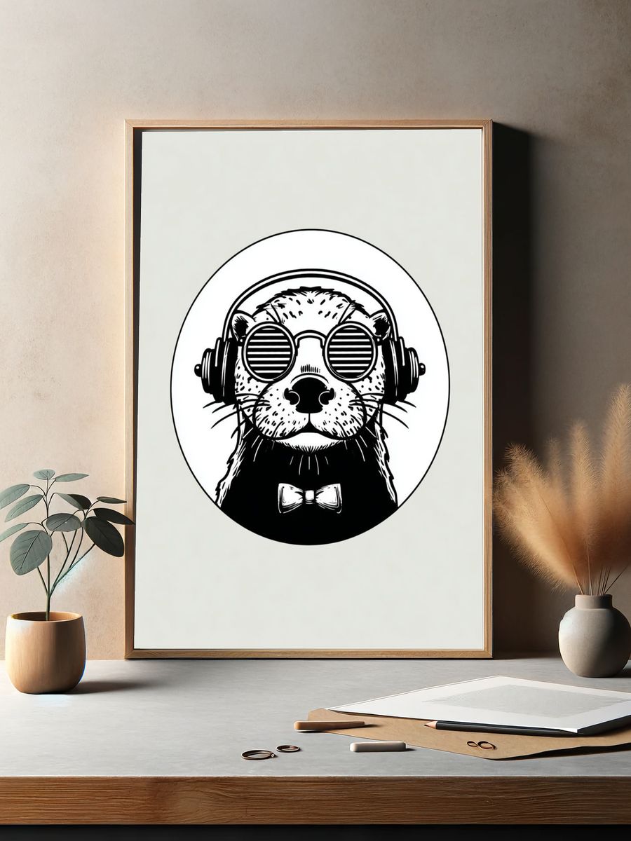Otter DJ Portrait Print. — room view 2