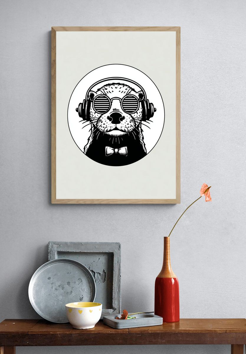 Otter DJ Portrait Print. — room view 3