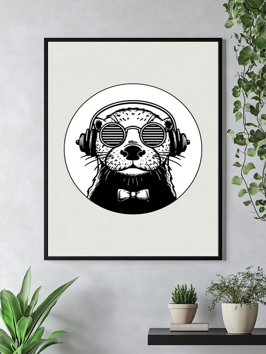 Otter DJ Portrait Print. — room view 4