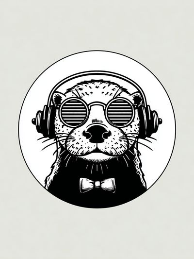 Otter DJ Portrait Print. poster print