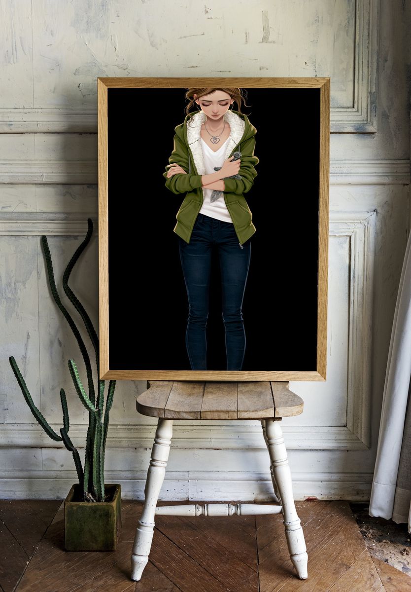 Anime Girl Portrait Print. room preview