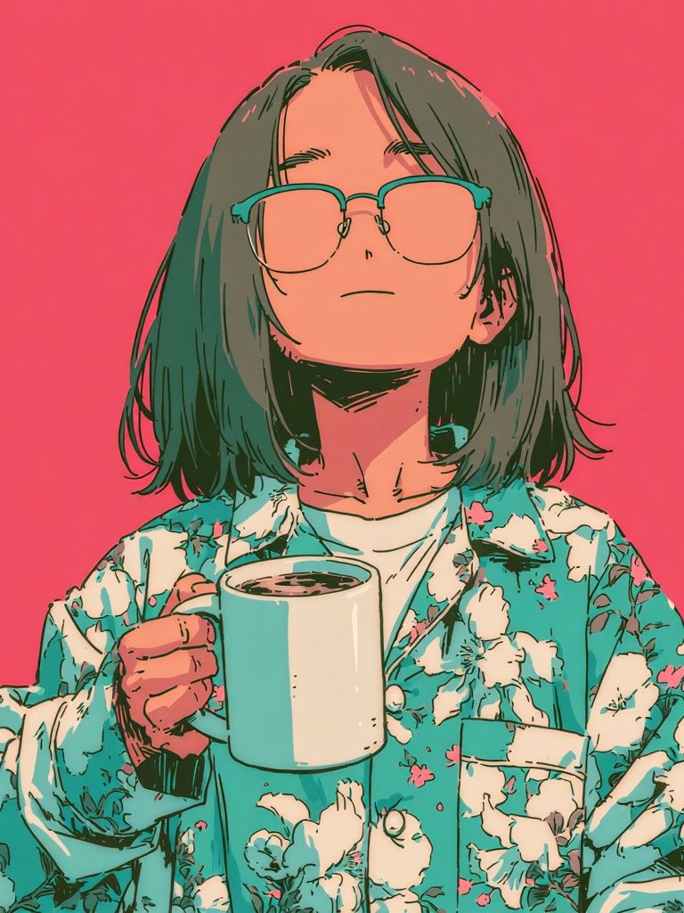 Coffee Break Portrait Illustration Poster. poster — anime art