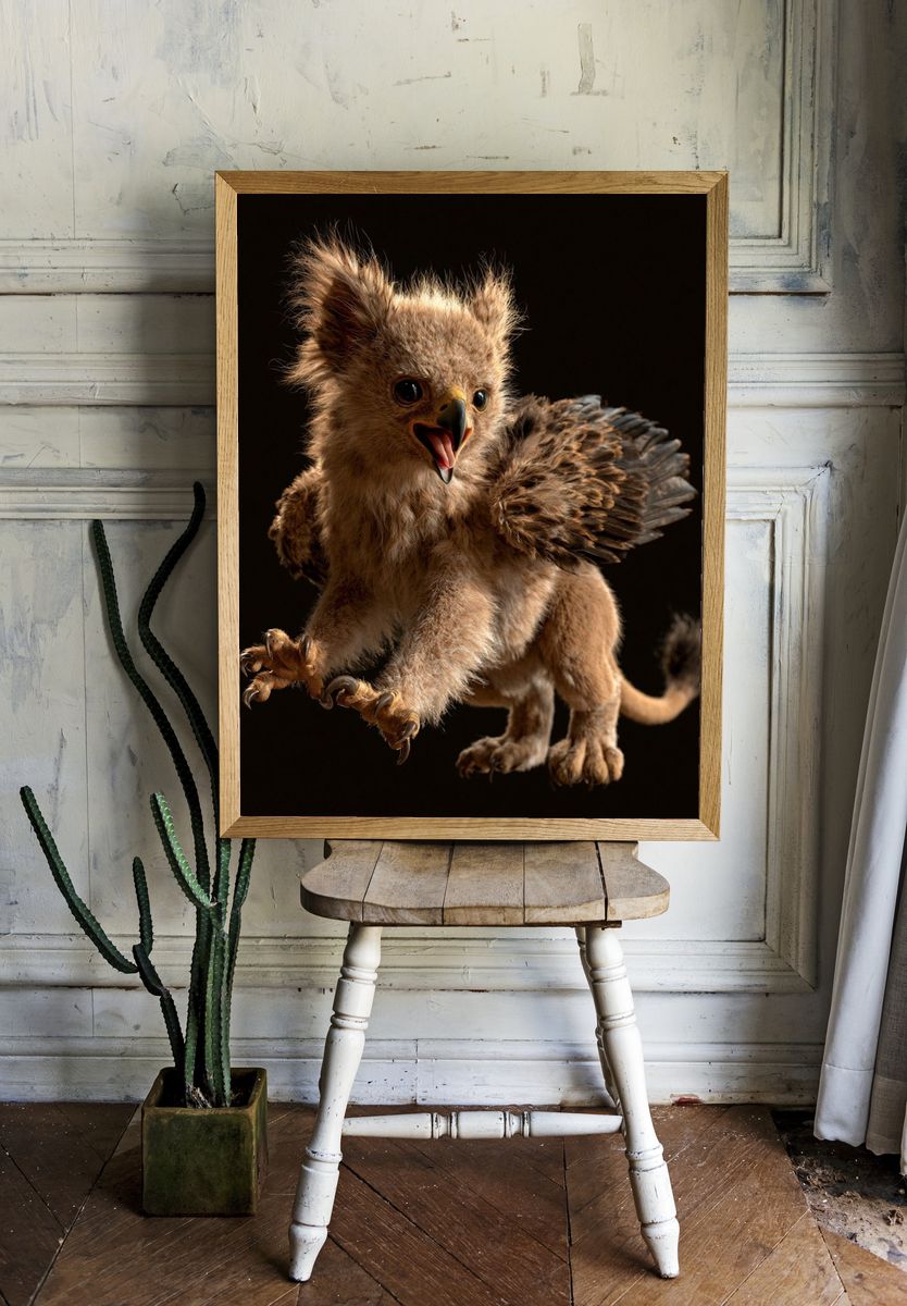 Baby Griffin Fantasy Illustration Poster. room preview