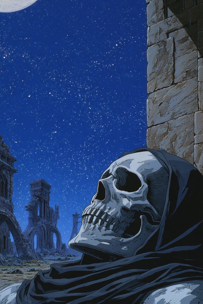 Moonlit Skull Ruins Anime Poster. poster detail