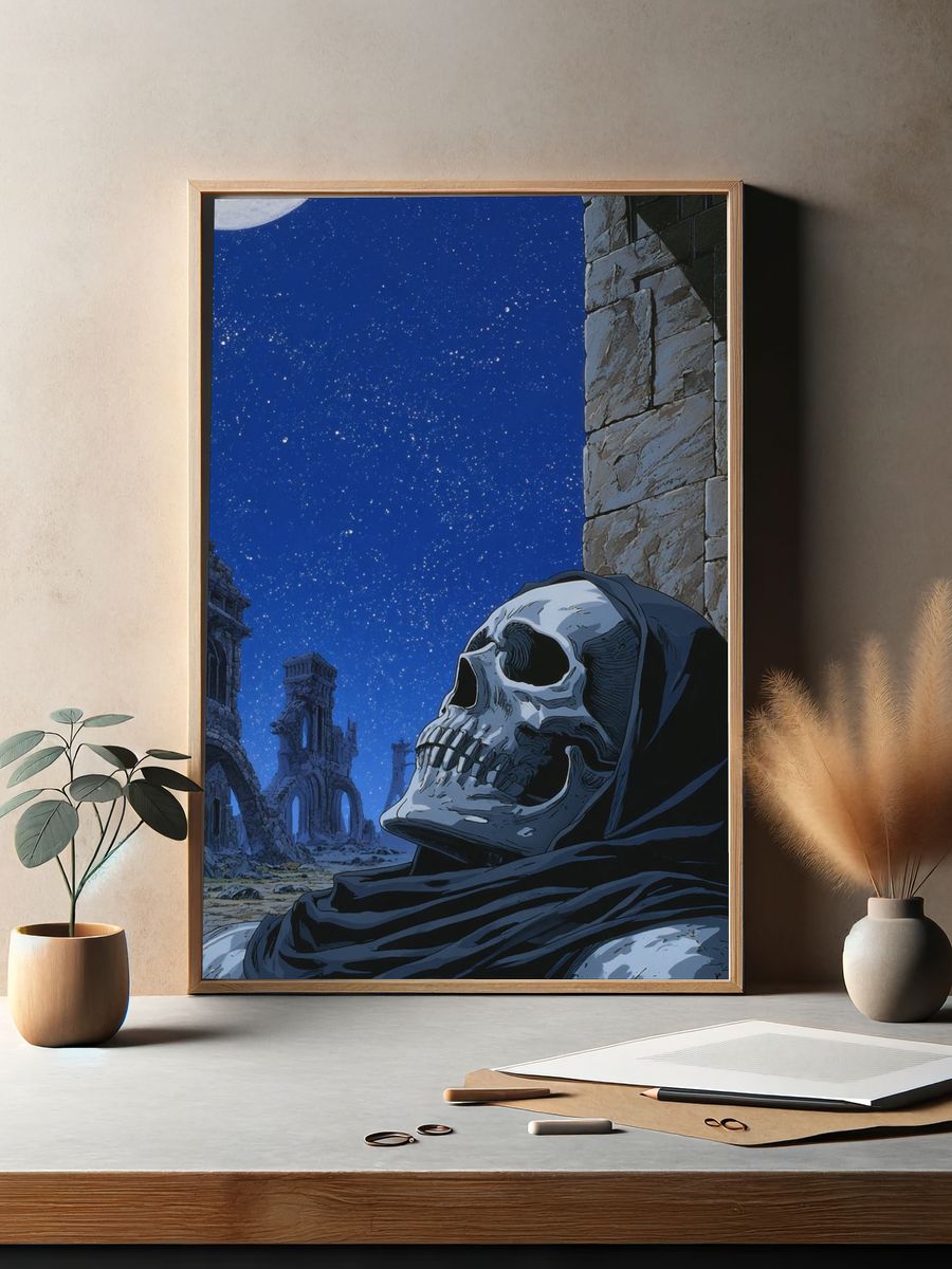 Moonlit Skull Ruins Anime Poster. — room view 2