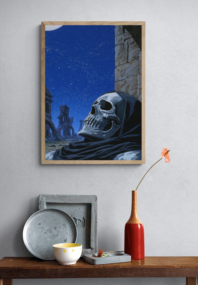 Moonlit Skull Ruins Anime Poster. — room view 3