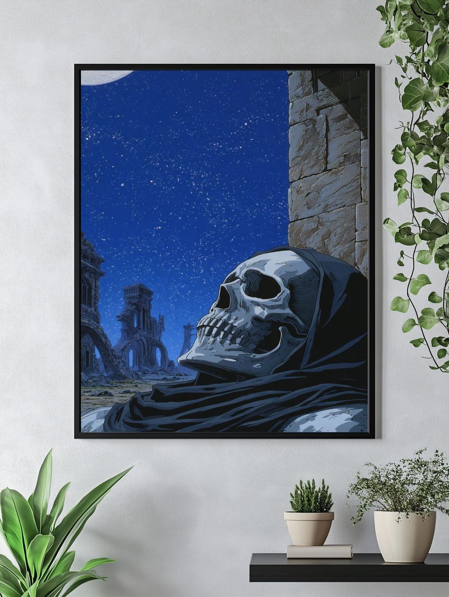 Moonlit Skull Ruins Anime Poster. — room view 4