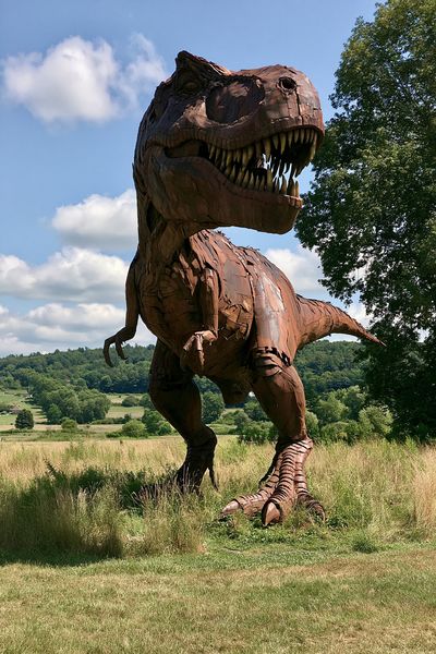 T-Rex Sculpture Landscape Print. poster