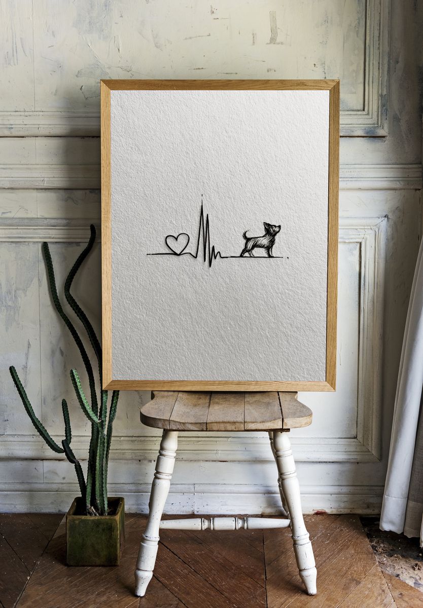 Heartbeat Dog Line Art Poster. room preview