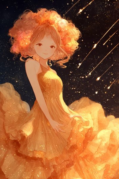 Celestial Girl in Orange Dress Poster. poster