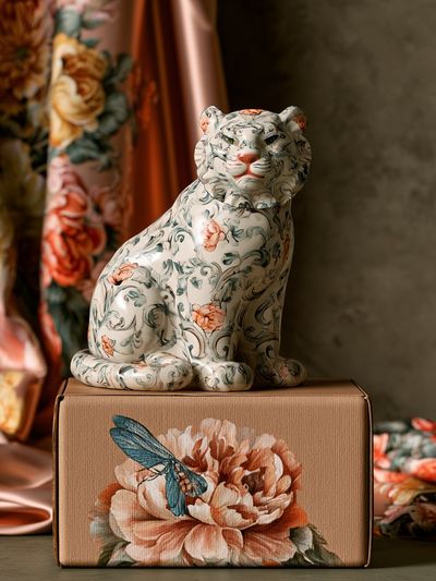 Floral Tiger Still Life Print. poster