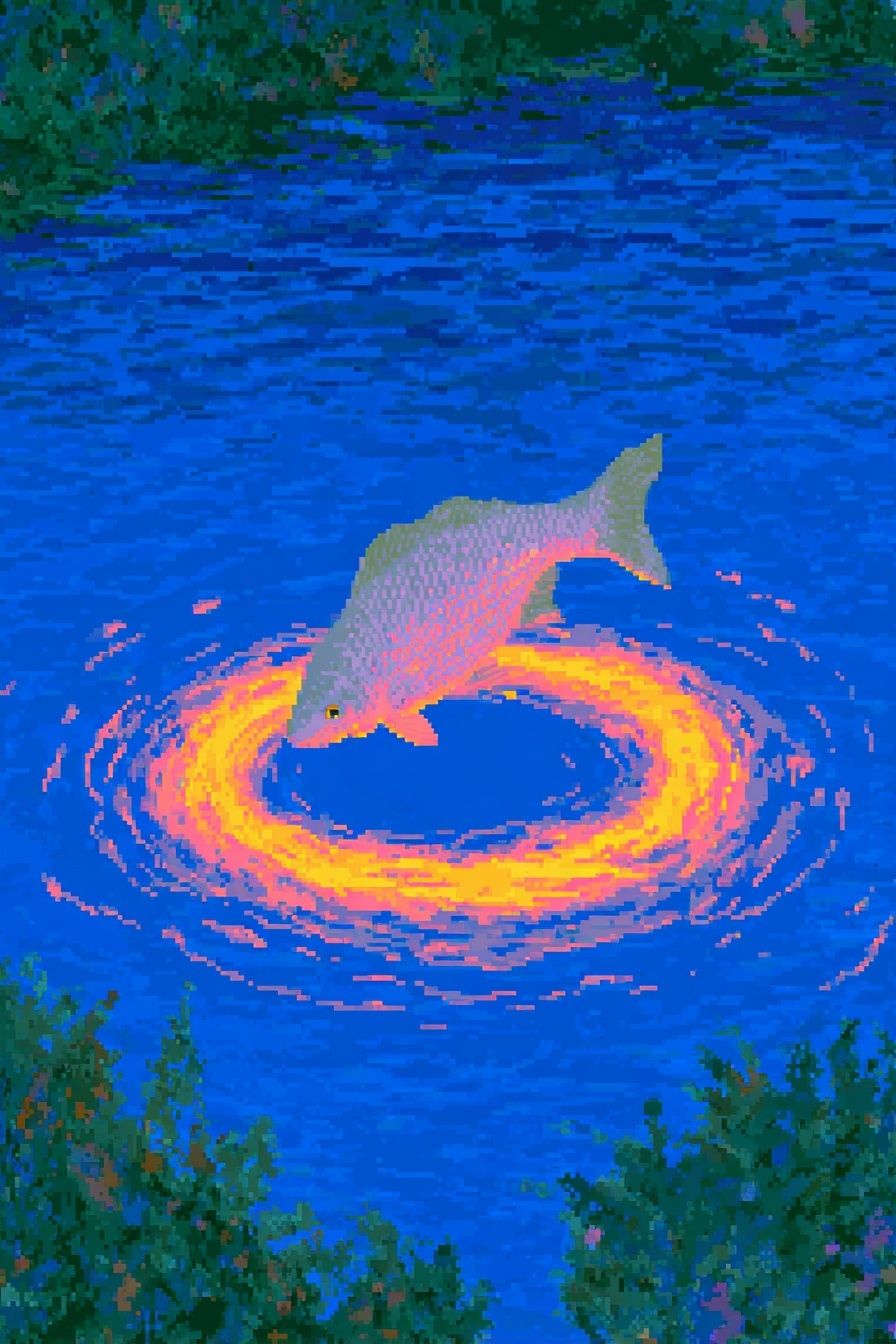 Neon Dolphin Swirl Illustration Poster. poster detail