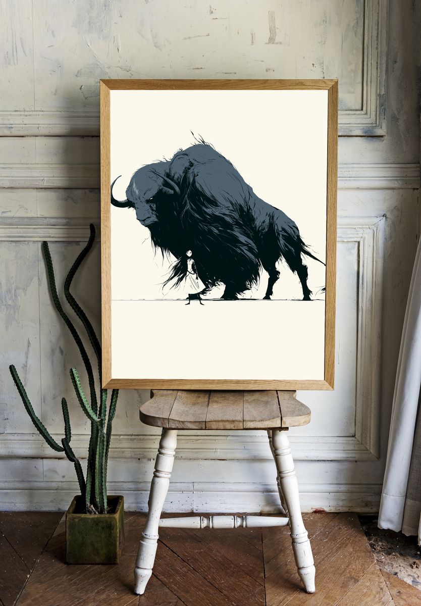 Charging Buffalo Ink Poster. room preview