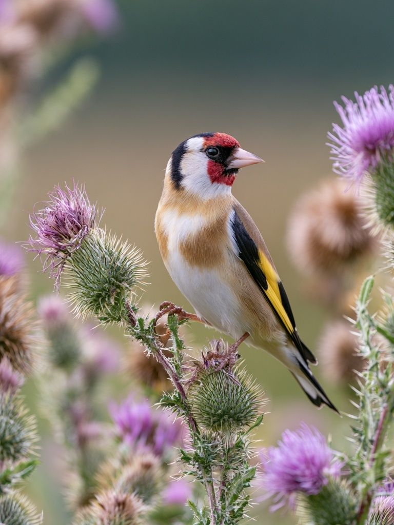 Goldfinch Among Thistles Poster. poster — animals art