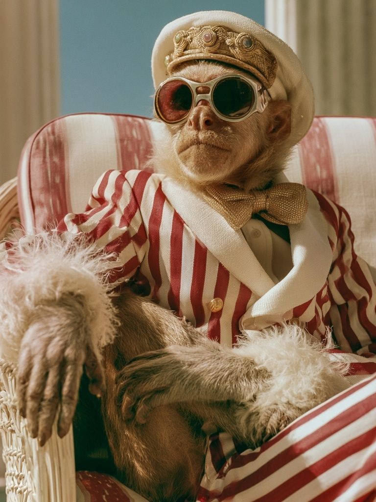 Dapper Monkey Portrait Poster. poster — animals art
