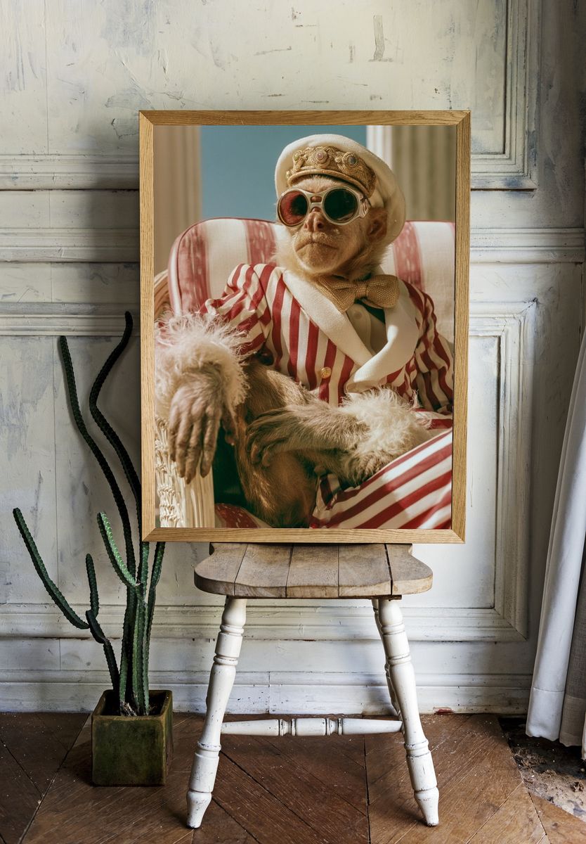 Dapper Monkey Portrait Poster. — room view 1