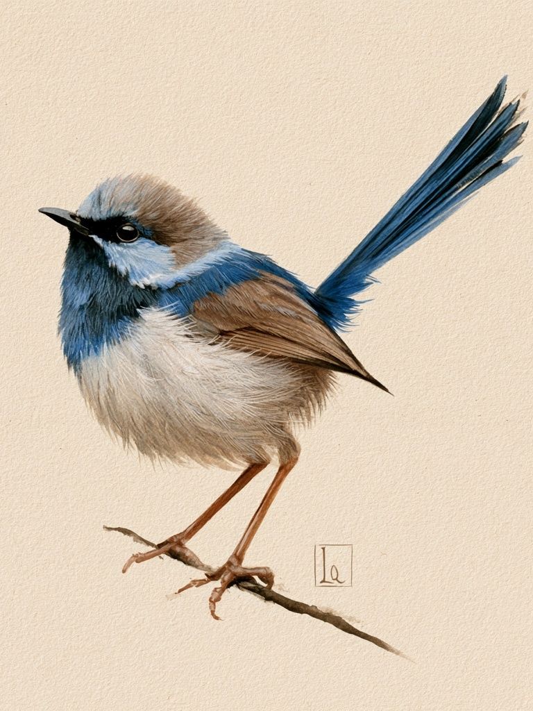 Blue Wren Watercolor Poster. poster — animals art